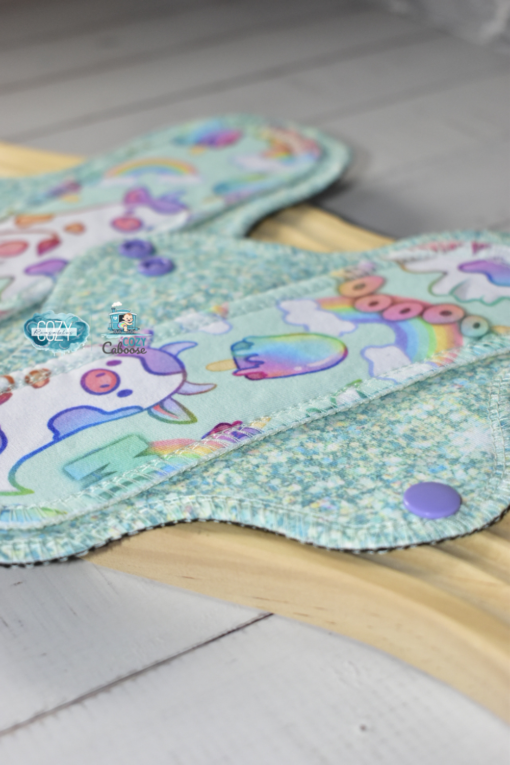 "Sparkle Moos" Exposed Core Serged Cloth Pad - Cotton Spandex Toppers