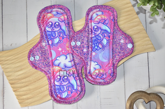 "Sparkle Baphs" Exposed Core Serged Cloth Pad - Cotton Spandex Toppers