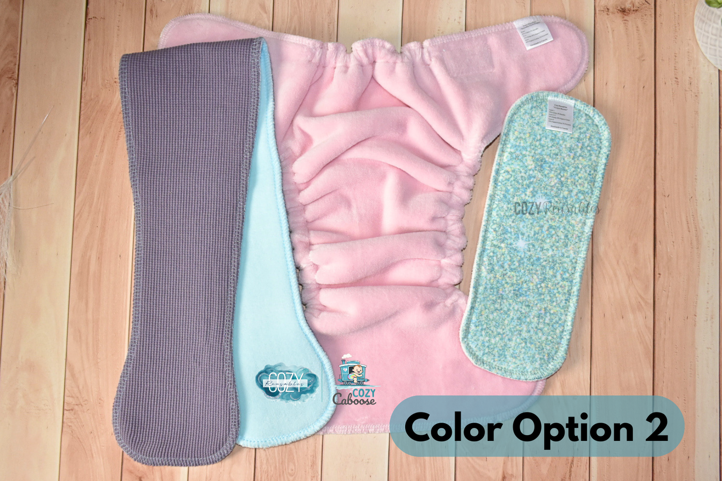 "Boo Cows" Cozy Caboose Snapless Fitted Cloth Diaper • 3 Piece System • Fold Down Rise • Cotton Spandex Outer, Organic Cotton Velour Inner, Hemp Core