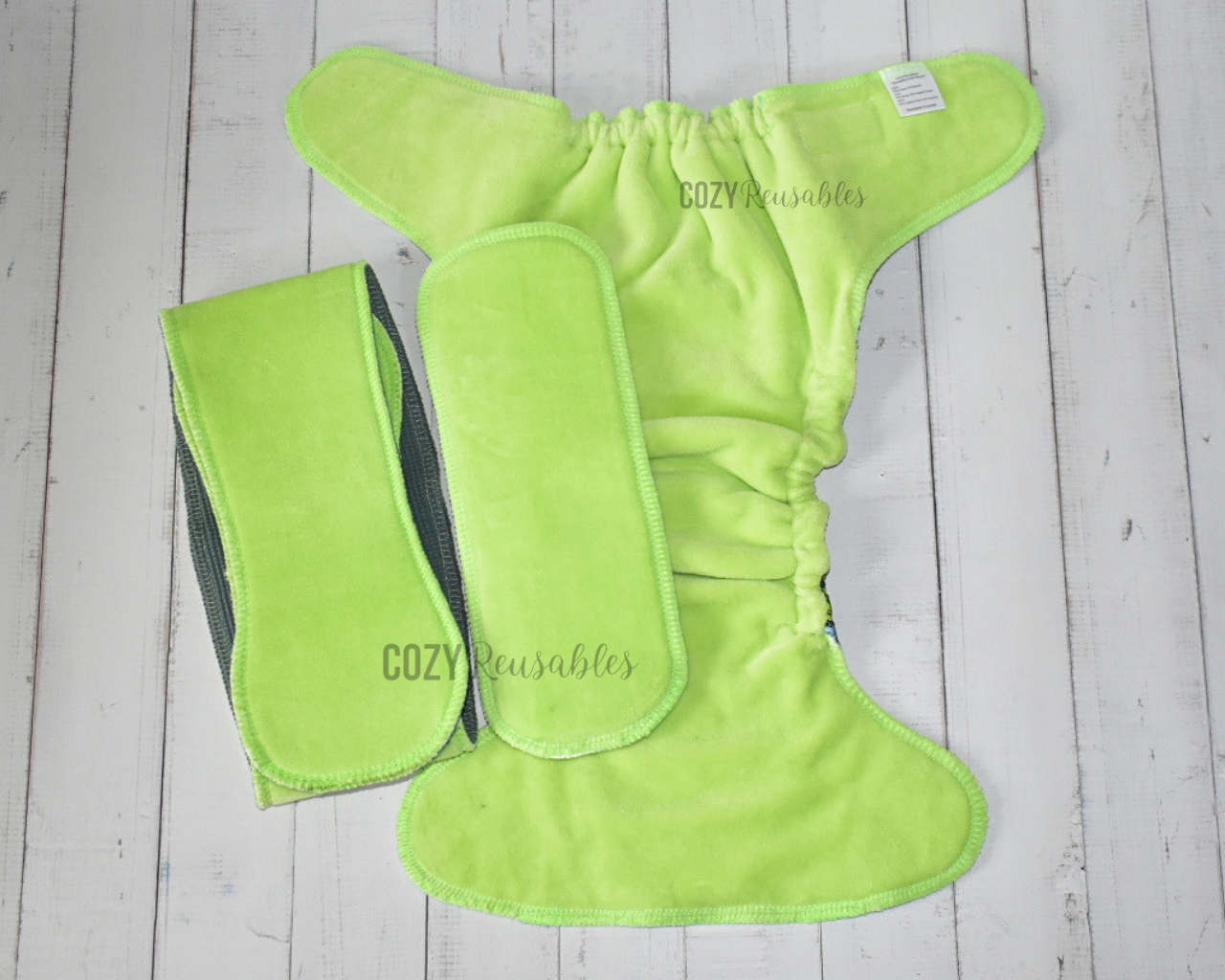 "Traditional Pickles" *Larger Fit* Cozy Caboose Snapless Fitted Cloth Diaper • 3 Piece System • Fold Down Rise • Cotton Spandex Outer, Organic Cotton Velour Inner, Hemp Core